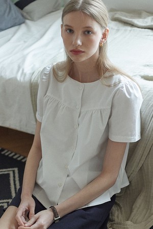 Julia Shirring Blouse - White