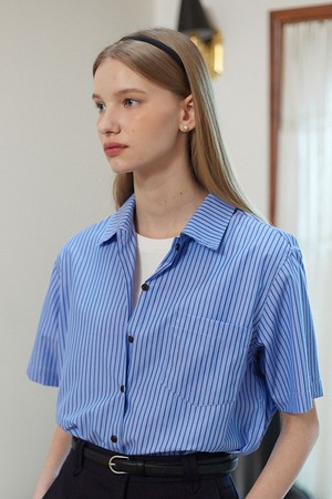 Veining  Pocket Shirt - Blue