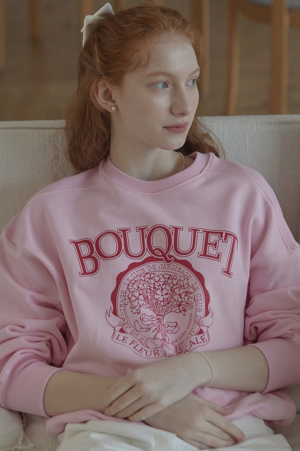 NONLOCAL - 긴팔티셔츠 / 후디 - Bouquet Flower Sweatshirt - Pink