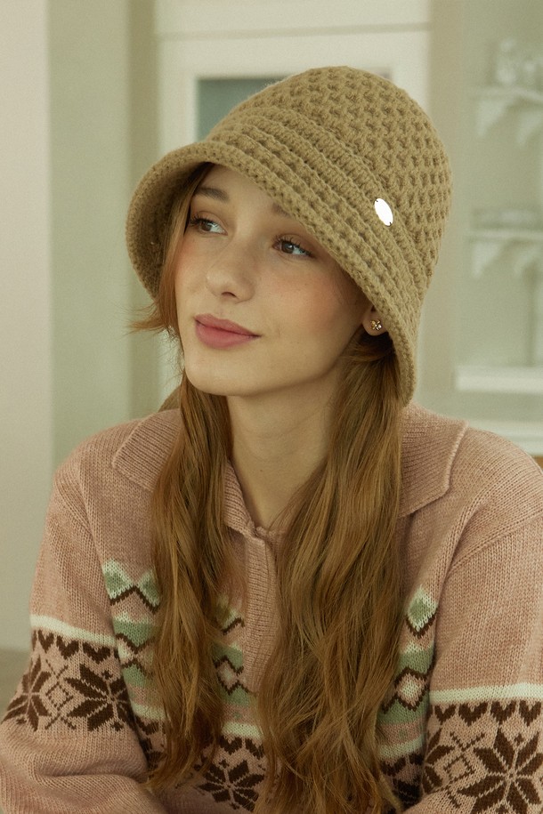 NONLOCAL - 모자 - Crochet Strap Bonnet Hat - Beige