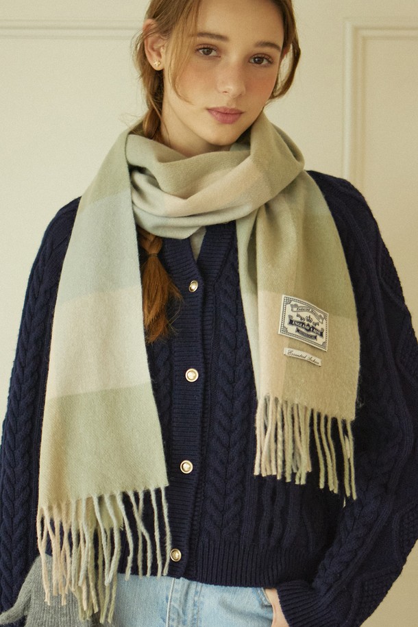 NONLOCAL - 스카프/머플러 - Holiday Check Blend Muffler - Mint Check