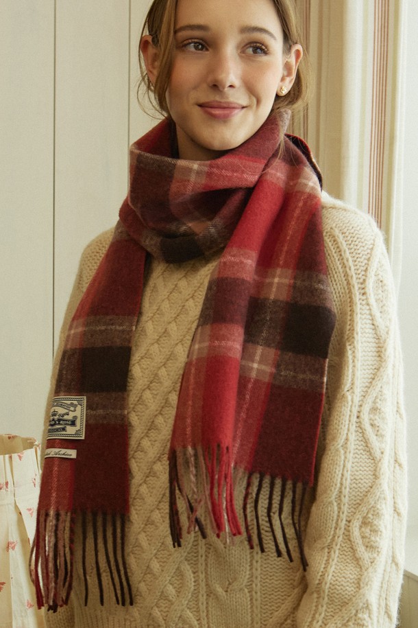 NONLOCAL - 스카프/머플러 - Holiday Check Blend Muffler - Red Check