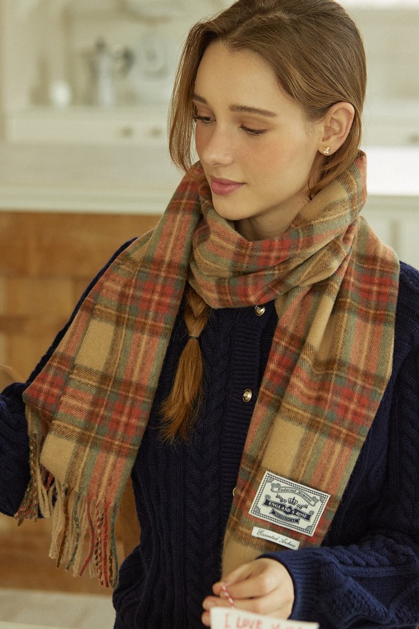 NONLOCAL - 스카프/머플러 - Holiday Check Blend Muffler - Beige Check