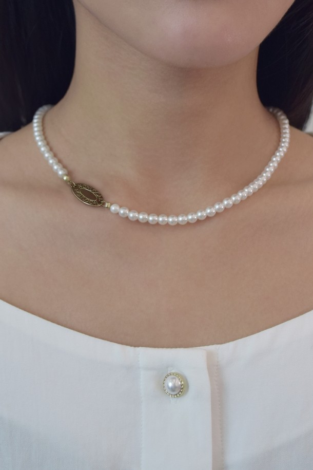 NONLOCAL - 목걸이 - Gold Label Point Pearl Necklace - Cream