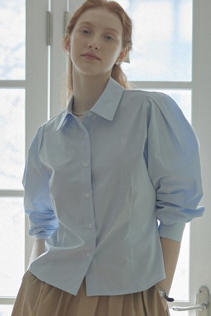 Puff Sleeve Logo Blouse - Sky Blue