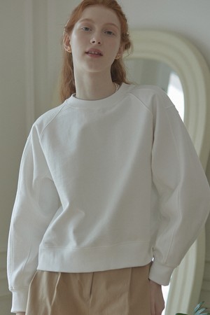 Rib Block Crop Sweatshirt - Off White