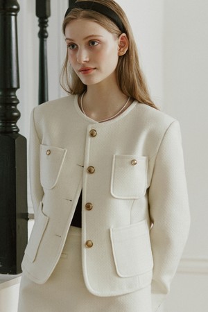 Jane Tweed Goldish Jacket - Ivory