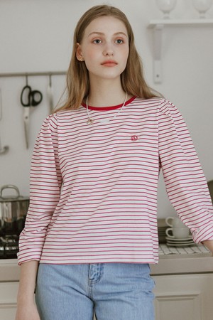 Emblem Logo Stripe T-shirt - Red