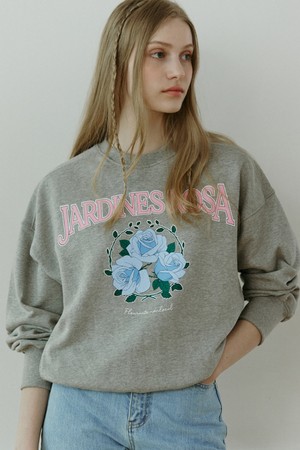 Rambling Rose Print Sweatshirt - Melange Grey