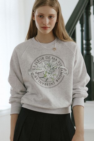 Lily Print Sweatshirt - Light Grey