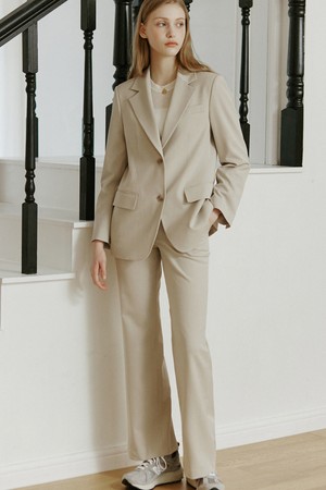 Classic Semi-Wide Pants - Beige