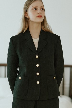 Anna Tweed Goldish Jacket - Black