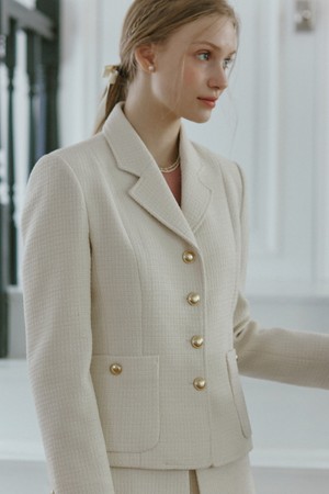 Anna Tweed Goldish Jacket - Ivory