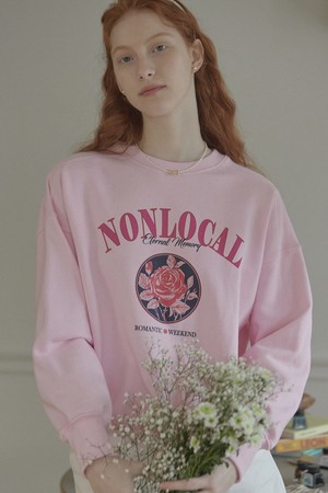 Vintage Rose Sweatshirt - Pink