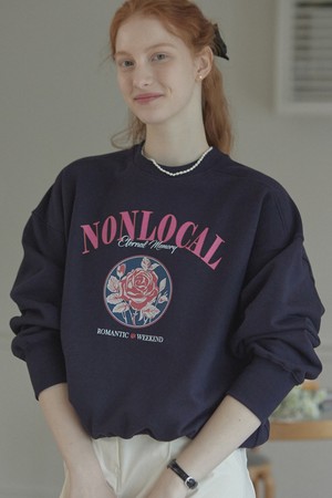 Vintage Rose Sweatshirt - Navy