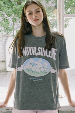 Vintage Marguerite Print T-shirt - Charcoal