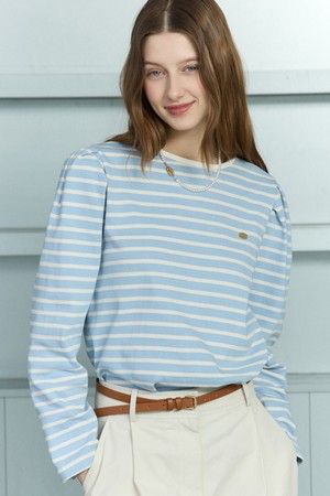 Stripe Puff Long Sleeve - Sky Blue