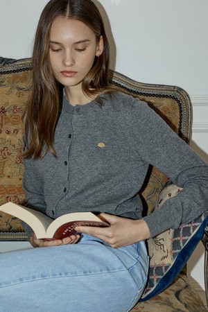 Essential Round Neck Cardigan - Grey