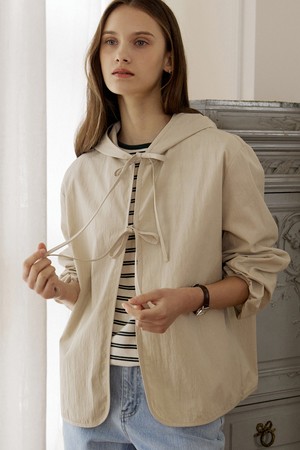 Double Ribbon Hoodie jacket - Beige