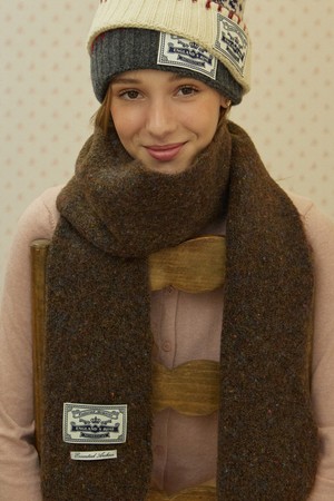 Color Blend Knit Muffler - Brown