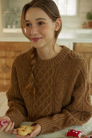 Mixed Cable Shetland Wool Knit - Camel