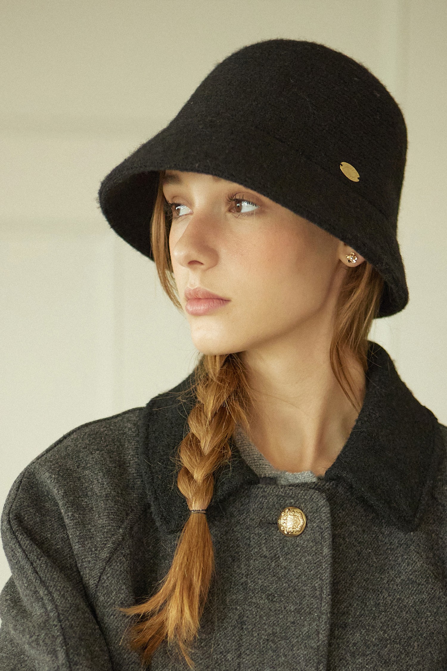 ハット [AWESOME NEEDS]HANDICRAFT KNIT BUCKET HAT_BLACK AWESOME NEEDS
