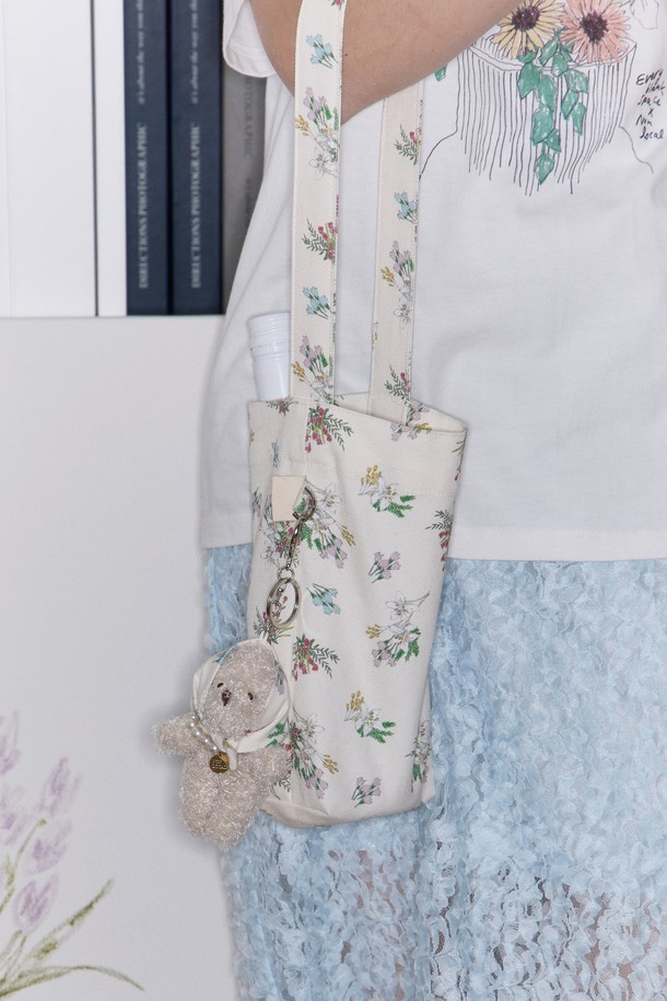 NONLOCAL - 에코/캔버스백 - [논로컬 X 이하여백] Multi Floral Hand Drawing Tumbler Bag - Ivory