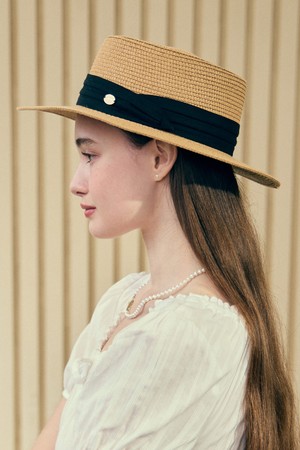 Gold Label Point Rattan Boater Hat - Beige