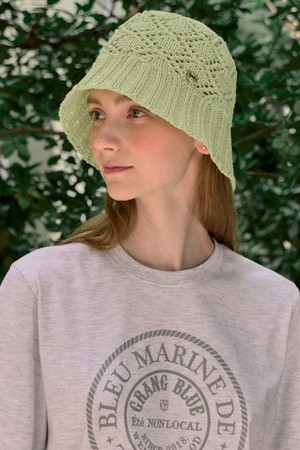 Crochet Knit Bucket Hat - Light Green