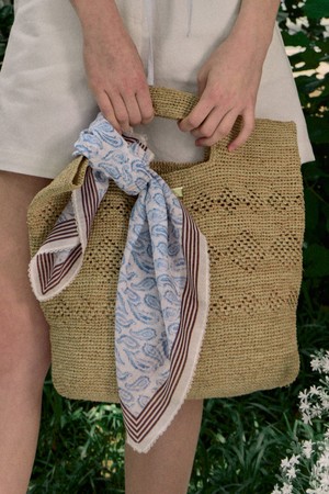 Paisley Square Chiffon Scarf - Blue