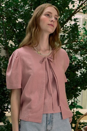 Linen Half Sleeve Cardigan - Indi Pink