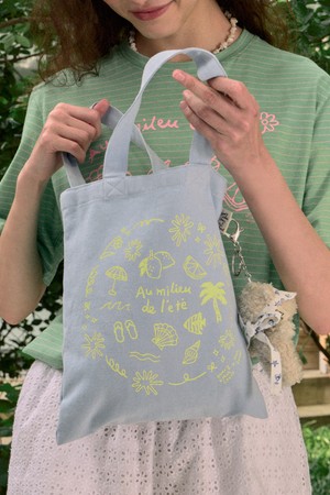 [논로컬 X 이하여백] Seaside Hand Drawing Eco Bag - Light Blue