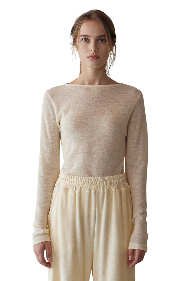 GREYYANG - 스웨터 - STRING SHEER KNIT T (IVORY)