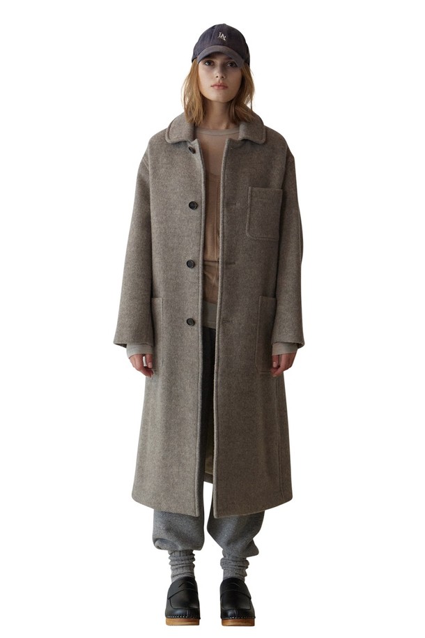 GREYYANG - 코트 - BELTED SINGLE COAT (GREY)