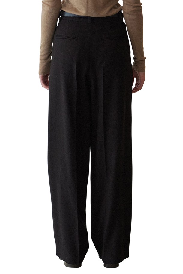 GREYYANG - 롱/미디팬츠 - COTTON WOOL LOW-RISE PANTS(BLACK)