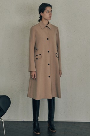 [22FW] CONTRAST PIPING JACKET DRESS beige