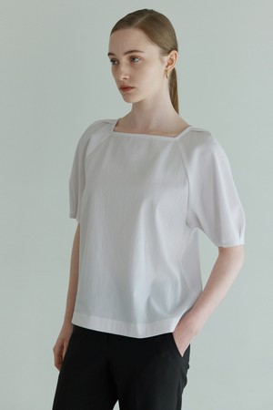 [23SS] CRINKLED SQUARE NECK BLOUSE white