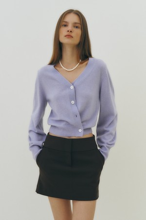 [히로인] [22FW] Cashmere crop cardigan (violet)