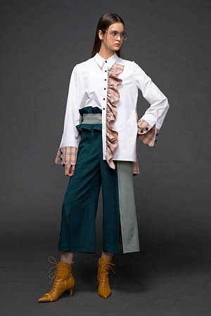 [FW] Wide slit pants_Green