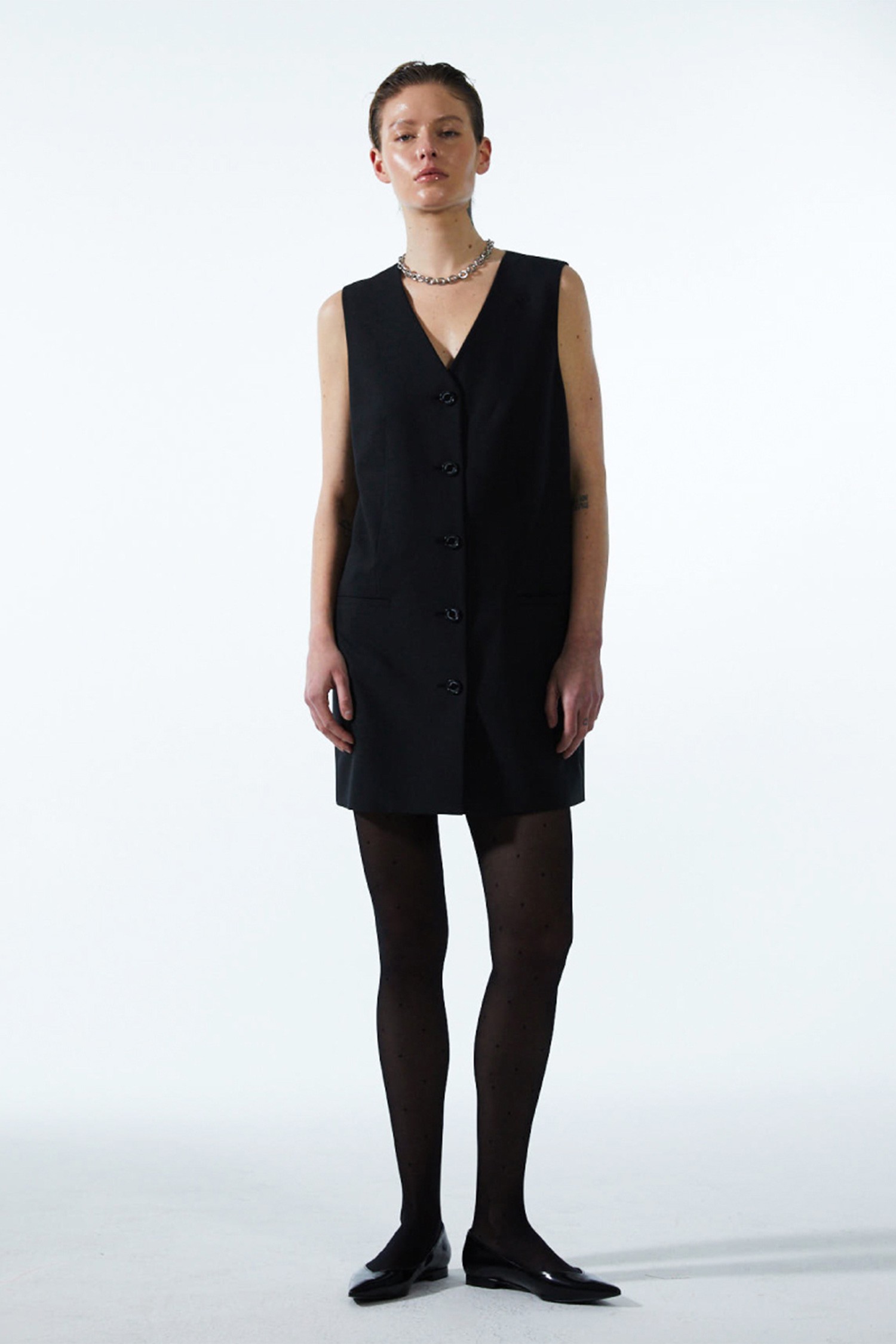 22ss pervers cotton rib line dress BLACK - ベスト