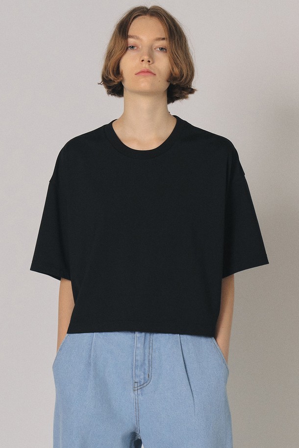 MAISON MARAIS - 반소매 티셔츠 - [21SS] CROP GIZA TOP [BLACK]