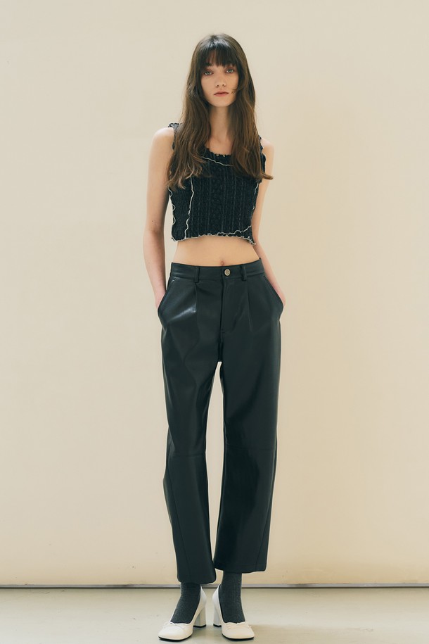 MAISON MARAIS - 롱/미디팬츠 - [22FW] Faux Leather Pants, Black