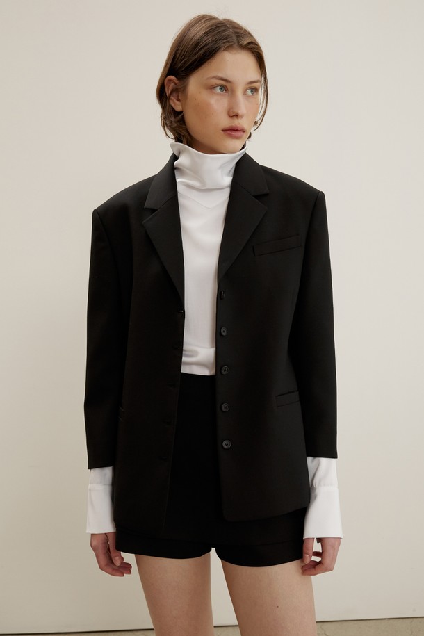 MAISON MARAIS - 자켓 - Square Fit Single Jacket In Double Face, Black