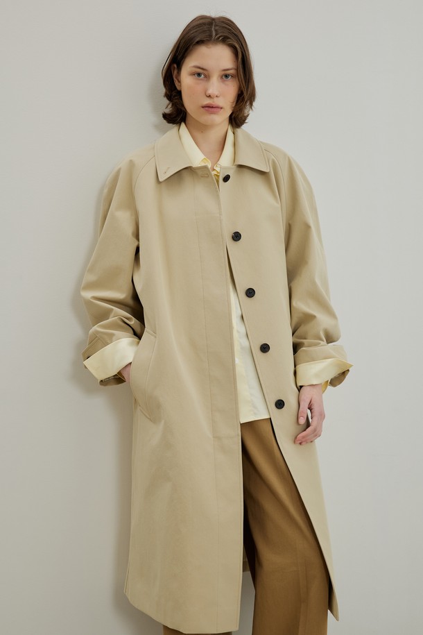 MAISON MARAIS - 트렌치코트 - Cotton Blended Car Coat, Beige