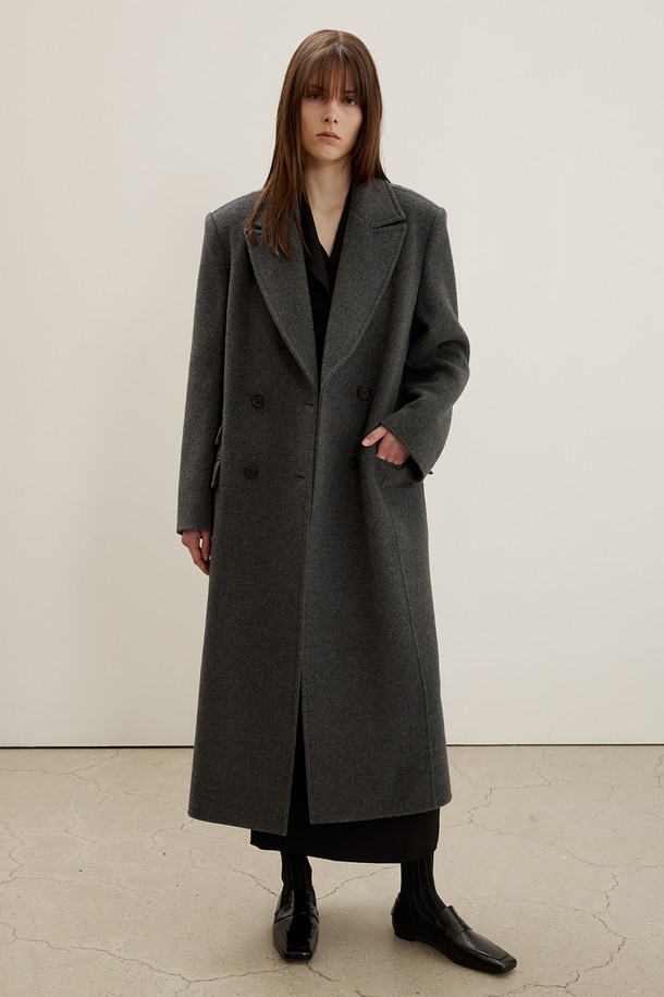 MAISON MARAIS - 코트 - Maxi Coat In Double Face Wool Cash, Charcoal