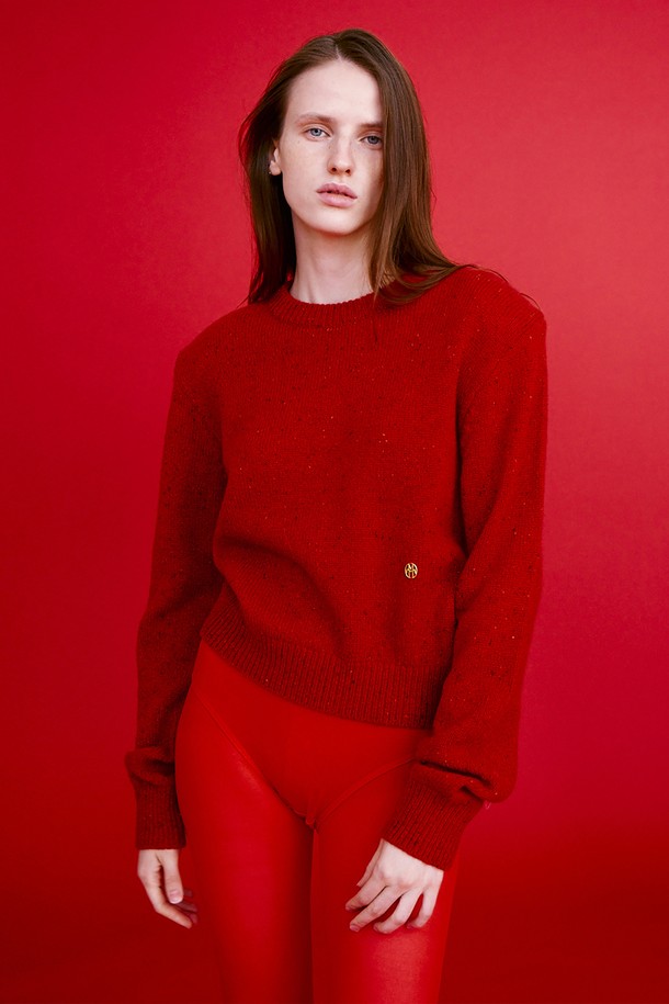 MAISON MARAIS - 스웨터 - Padded Shoulder Pullover, Red