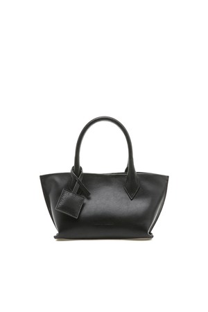 Leather Mini Tote Bag, Black