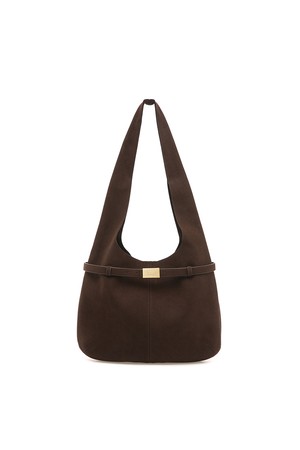 Belted Hobo Bag, Dark Brown