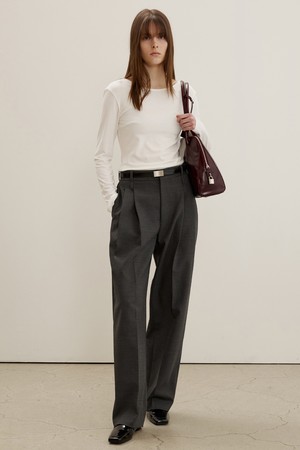 No.3 Two-tuck Pants, Charcoal