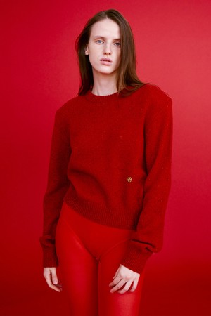 Padded Shoulder Pullover, Red